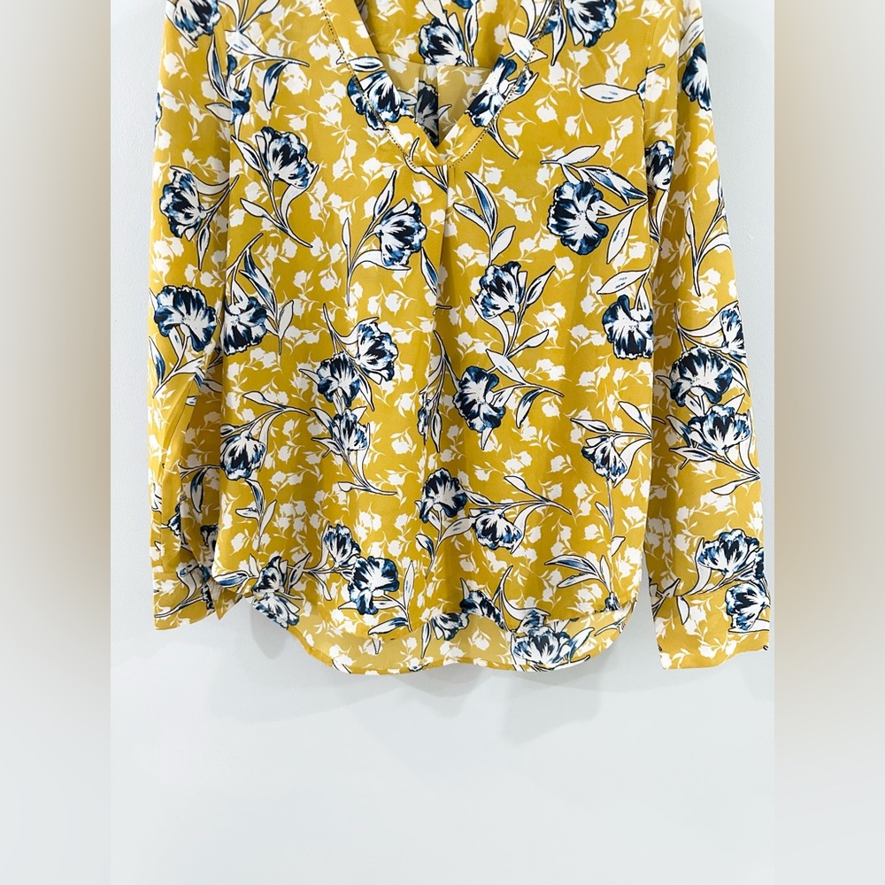 J. Crew Long Sleeve Floral Blouse Yellow Size Small - Picture 5 of 7